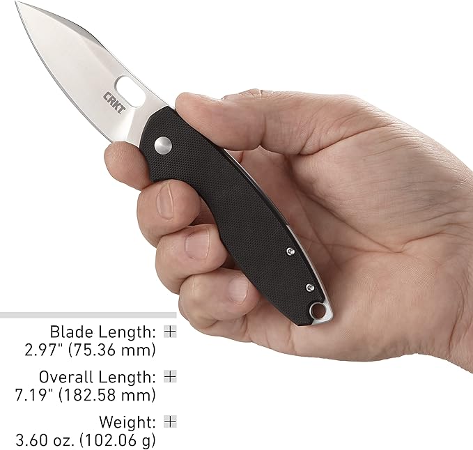 CRKT Pilar III Everyday Carry EDC Pocket Folding Knife with Frame Lock: Stainless Steel Plain Edge Blade G10 Handle Pocket Clip 5317