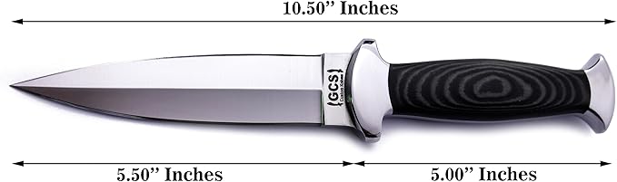 GCS Handmade Micarta Handle D2 Tool Steel Tactical Hunting Knife with leather sheath Full tang blade designed for Hunting &amp EDC GCS 183