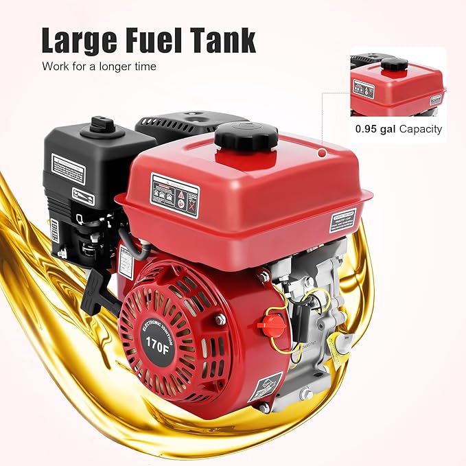 212CC Gas Powered Engine 3000W 7.5HP Gas Engine Motor 0.95 Gal Small Go Kart Engine for Water Pumps Lawnmowers Minibikes 3600Rpm with Nylon Camshaft &amp Air Filter Pull Start