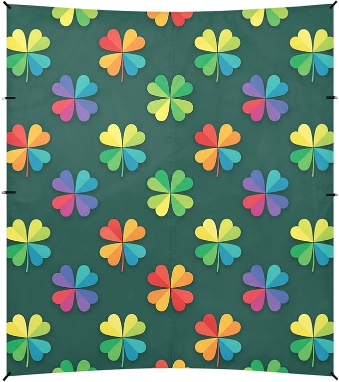 Beach Canopy with Windproof Ropes &amp Sandbags Beach Tent Sun Shade Sun Shelter for Camping Trips Fishing Backyard Fun or Picnics St. Patrick's Day Clover