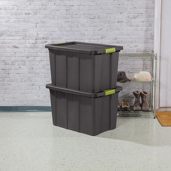 Sterilite 8-Pack Storage Bins with Lids Heavy Duty Totes Tuff1 30 Gallon Flat Gray