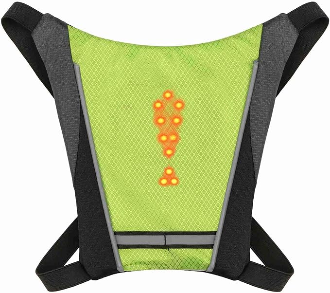 Drfeify LED Backpack Attachment ClampHolder Remote Control LED Backpack with Direction Indicator Safety Light Bag Sports Vest Wireless Controller for Cycle Running Walking Jogging (Yellow)