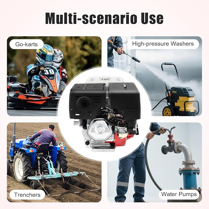 212CC Gas Powered Engine 3000W 7.5HP Gas Engine Motor 0.95 Gal Small Go Kart Engine for Water Pumps Lawnmowers Minibikes 3600Rpm with Nylon Camshaft &amp Air Filter Pull Start