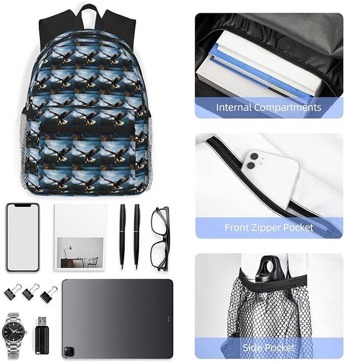 Travel Backpack For Men Women Eagle At Hunting Printing Waterproof Lightweight Casual Backpack Bag 20l Large Computer Daypack