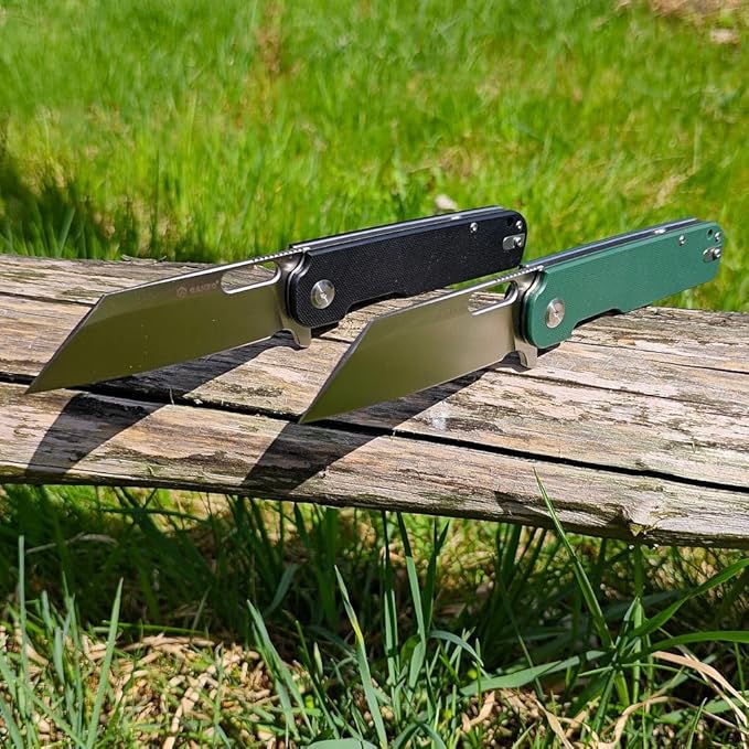 Ganzo G770-GR EDC Folding Pocket Knife Razor Sharp D2 Stainless Steel Blade G10 Handle with Clip Outdoor Foldable Not Automatic Knife Hunting Fishing Hiking Gear Best Gift for Men (Green)