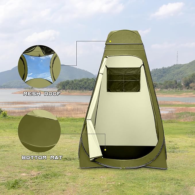 BRIAN &amp DANY Pop Up Shower Tent Portable Privacy Camping Changing Tent Camp Toilet Bathroom Pod with Rain Shelter &amp Windows UPF 50+ &amp Waterproof 47.2 x 47.2 x 74.8