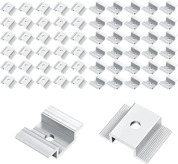 60 PCS Solar Panel Mid Clamps Solar Panel Bracket Aluminum Solar Mid Clamp for Solar Panel Mount 2 x 0.6 x 1.1 inch