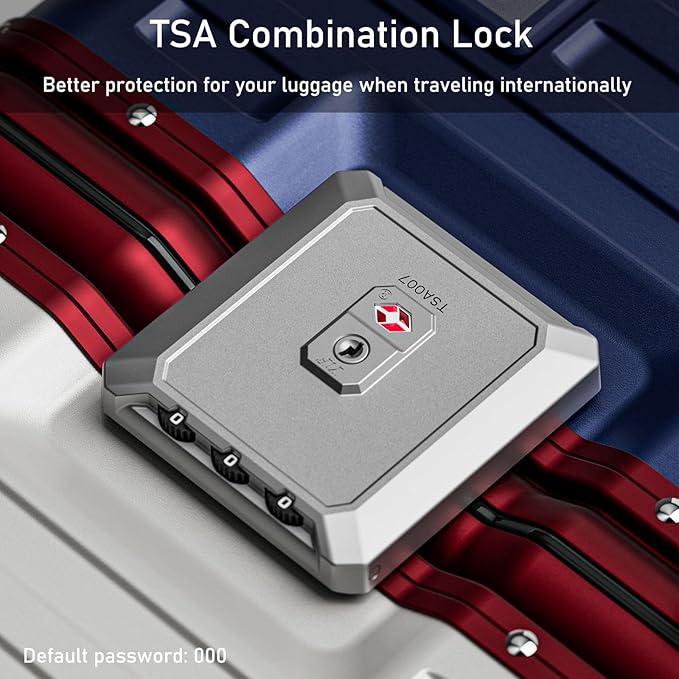LEOVEN Hardside Luggage LS-0683 PC Hard Shell Suitcase with Cup Holder USB Type-C 3:7 Ratio Large Capacity Aluminium Frame TSA Customs Lock 360° Double Wheels with Brake and Shock Absorber