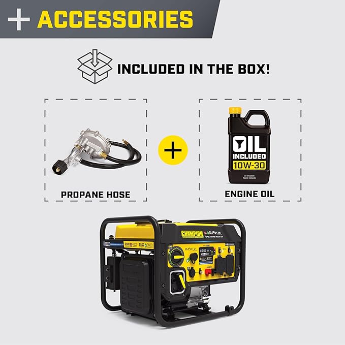 Champion Power Equipment 5500-Watt Dual Fuel RV Ready Portable Open Frame Inverter Generator with Quiet Technology and CO Shield CARB Compliant