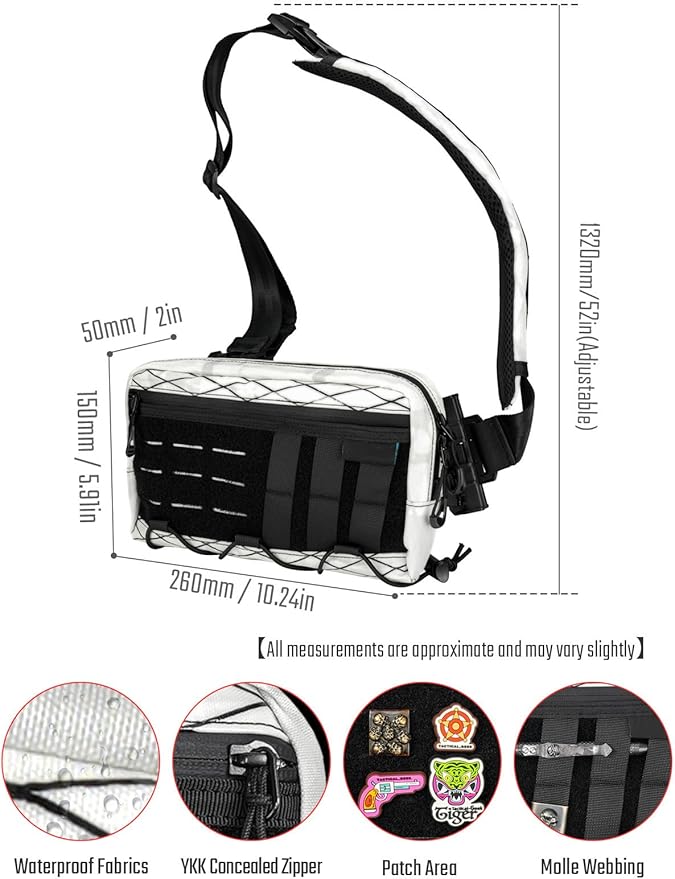 TACTICAL_GEEK Cache L3 Crossbody Shoulder Bag Multipurpose Sling Bag Chest Backpack Casual Shoulder for Daily Carry(White)