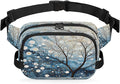 Abstract Hand Painted Tree Waterproof Fanny Pack for Women Men Adjustable Waist Bag with Double Zipper Pockets Lightweight Square Hip Pack for Running Travel Hiking Workout Cycling