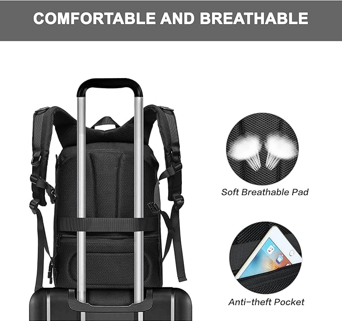 MOSISO Tactical Backpack 2-Layer Military Daypack 3 Day Assault Pack Rucksack Outdoor Hiking Hunting Camping Training Travel Shoulder Bag with Trolley Belt &amp USA Flag Patch Black