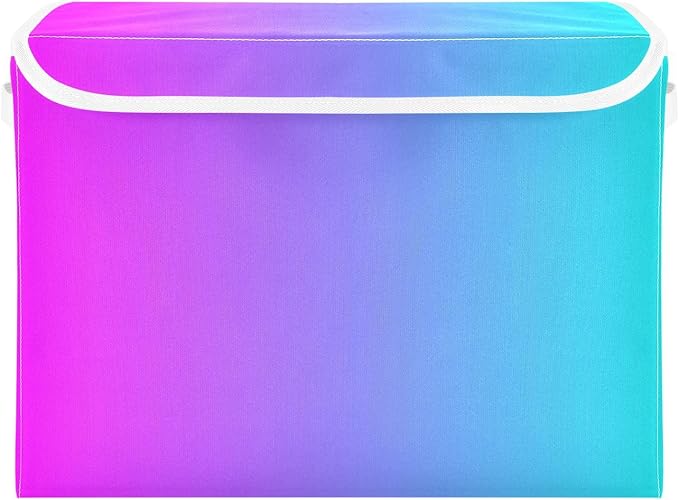 Blue Purple Gradient Storage Containers with Lids Foldable Home Storage Storage Boxes for Closet for Office Supplies