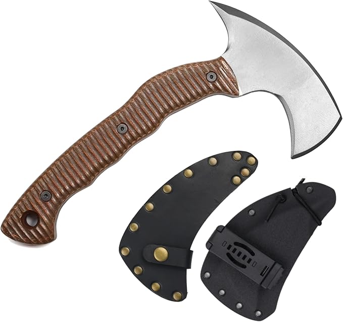AncientSmithy Tactical Tomahawk Full Tang Axe 11.22 Throwing Hatchet with Sheath - Small Bushcraft Survival Axes Handmade with Composite Handle