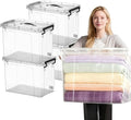 4 Pack 72 QT Storage Bins with Lids Large Stackable Plastic Storage Containers Heavy-Duty Clear Organizer with Secure Latches &amp Handles BPA-Free for Home Office Garage