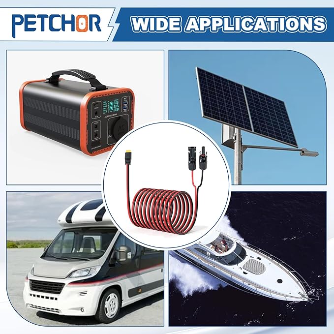 10AWG Solar Connector to XT60 Adapter Extension Cable 20FT Solar Panel to XT60 Charge Extension Cable for Portable Power Station Solar Generator RV Foldable Solar Panel
