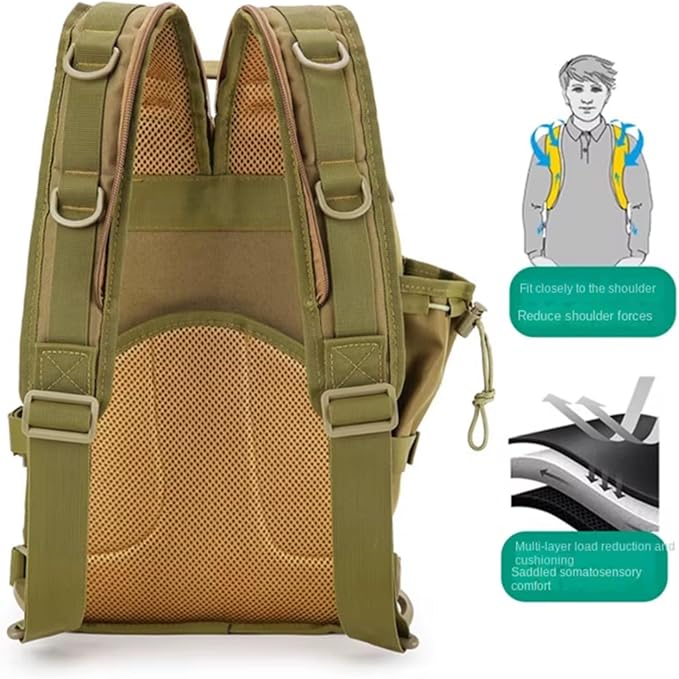 Versatile Tactical Travel Camping Backpack Outdoor Casual Lightweight Shoulders Bag Men Large Capacity Sports Chest Pack(Black)