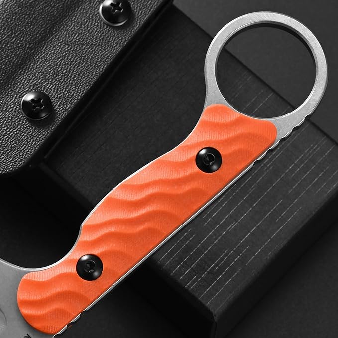 Gtkii GTK341 Fixed Blade Knife K110 Steel Blade G10 Handle Full Tang EDC Tool Knifes for Outdoor Camping Adventure(Orange)