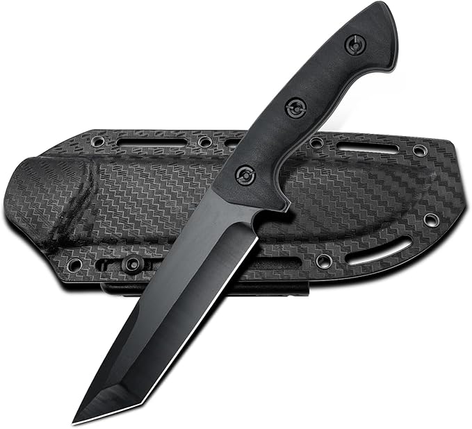 10 Fixed Blade Survival Knife with ABS Sheath - High Hardness Stainless Steel Tanto Blade Outdoor Utility Tool for Camping Hiking &amp Bushcraft - Ergonomic Lightweight Gear Black/Green (black)