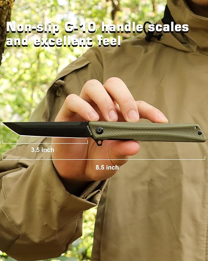 REMETTE Pocket Knife GD22K Flipper Open D2 Steel Tanto Folding knife with Durable G10 HandleMen Women Everyday Carry EDC KnifeSharp Camping Hiking Daily Work Knives