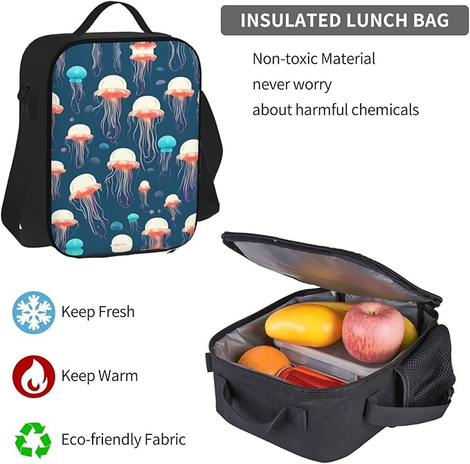 3pcs Backpack Sets Jellyfish Pattern Printed Backpacks Set With Lunch Bag Pencil Pouch