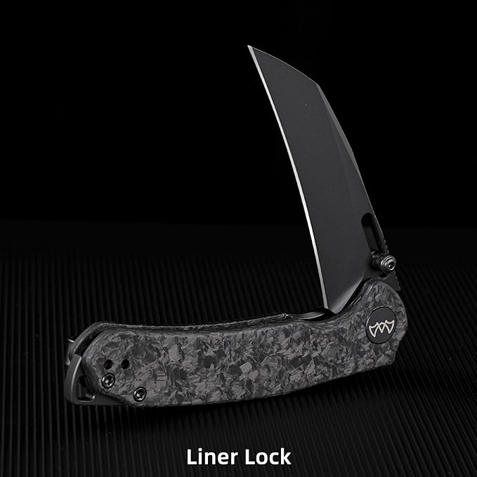Folding Pocket Knife 3.1 Stonewash Blade EDC Knife with Safety Liner Lock Small Pocket Knife with Clip for Men Sharp Camping Hiking Hunting Survival Knives