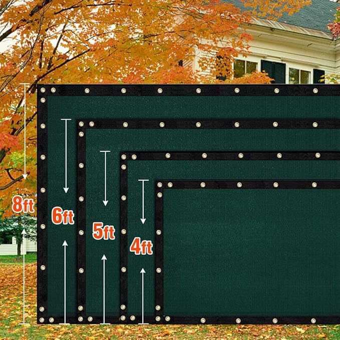 iCover 4x50ft Privacy Screen Fence Outdoor Fencing Panels Garden Windscreen Mesh Shade Sail Net Barrier Include Reinforced Bindings and Brass Grommets Cable Zip Ties Green