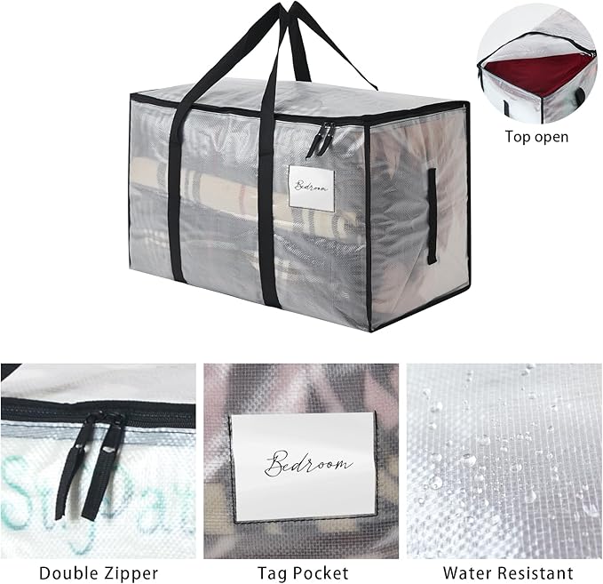 4 Pack Heavy Duty 93L (24.5 Gallon) Stackable Plastic Storage Bins with Lids Clear Totes – For Home Organization and Storage Sturdy and Reusable Alternative to Moving Bags