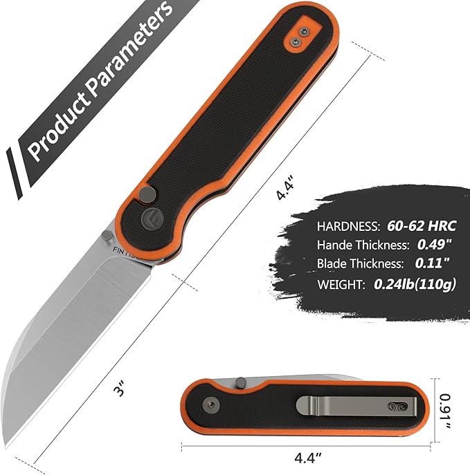 FINTISO Pocket Knife 3 14C28N Blade EDC Knife with G10 Handle Folding Knife with Pocket Clip for Outdoor Camping Hunting Hiking Survival Parrot Series