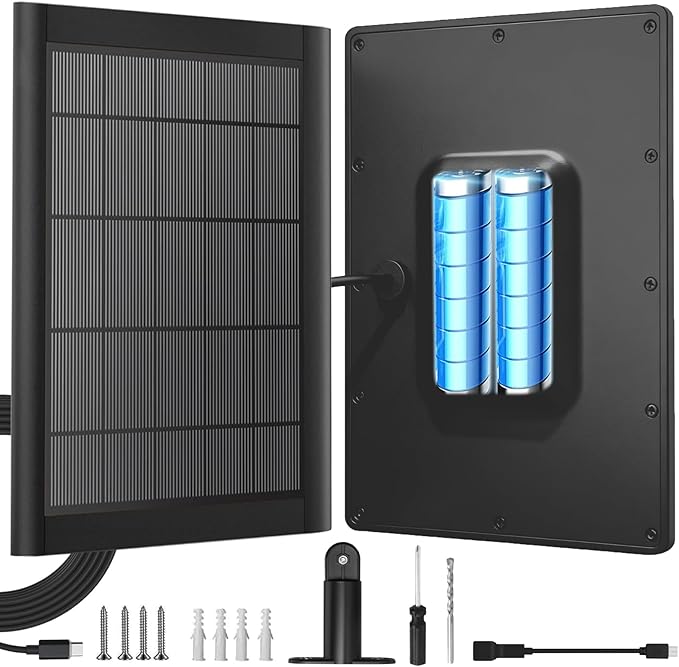 5W Solar Panel Charger with 3500mWh Internal Battery Compatible with Blink Outdoor 4 (4th Gen)/Blink (3rd Gen) XT3 &amp Blink XT/XT2 Camera10Ft Outdoor Power Cable and Adjustable Mount (2Pack-Black)
