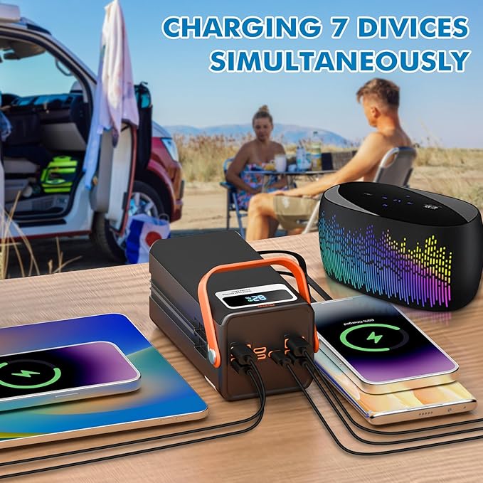 Portable Power Station 27000mAh Outdoor Generator with Built in Cable Portable Power Bank Backup Battery for Phone Charge Travel Home use Camping RV Trip