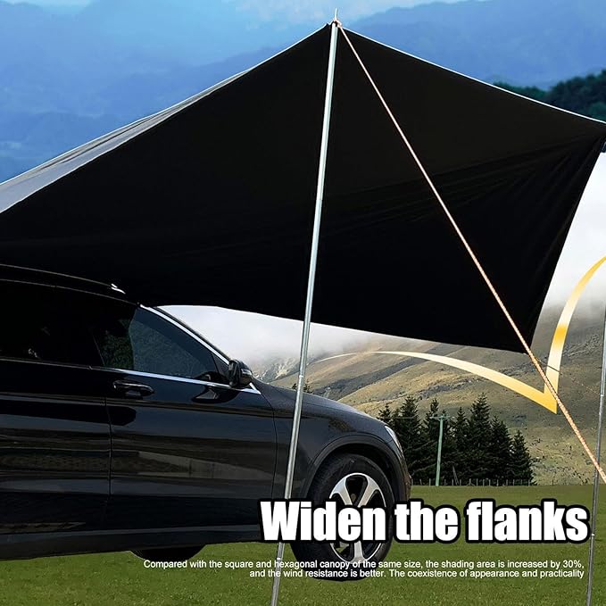 Vehicle Awning9x11 Ft Waterproof UV Protection Shade | Wind Resistant SUV Awningfor Vehicle Automotive RV SUV Truck Rear