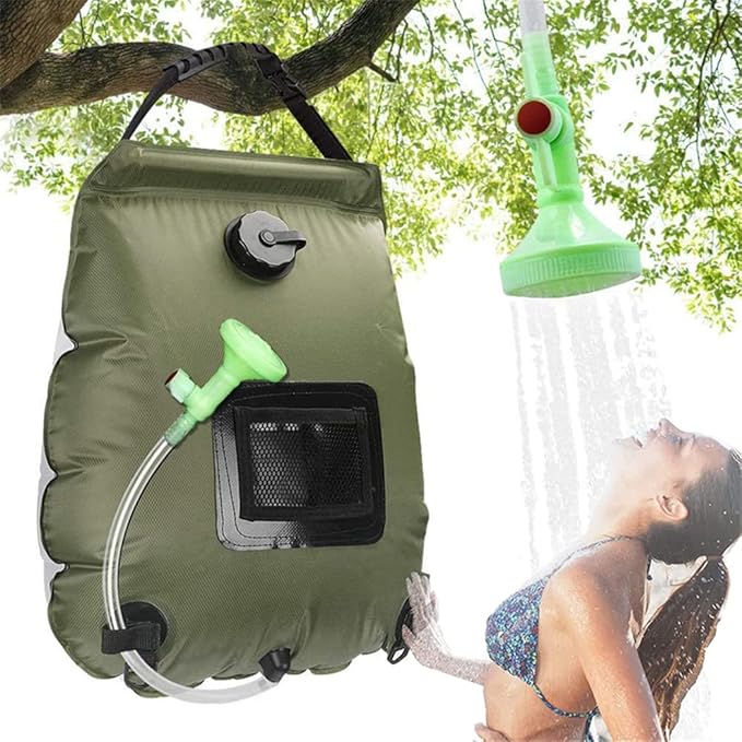 Shower Bag for Camping 5 Gal/20L Portable Solar Heating Camping Shower Bag with Removable Hose and On/Off Switchable Shower Head Hanging Shower Bag for Camping Beach Swimming Climbing Outdoor Hiking