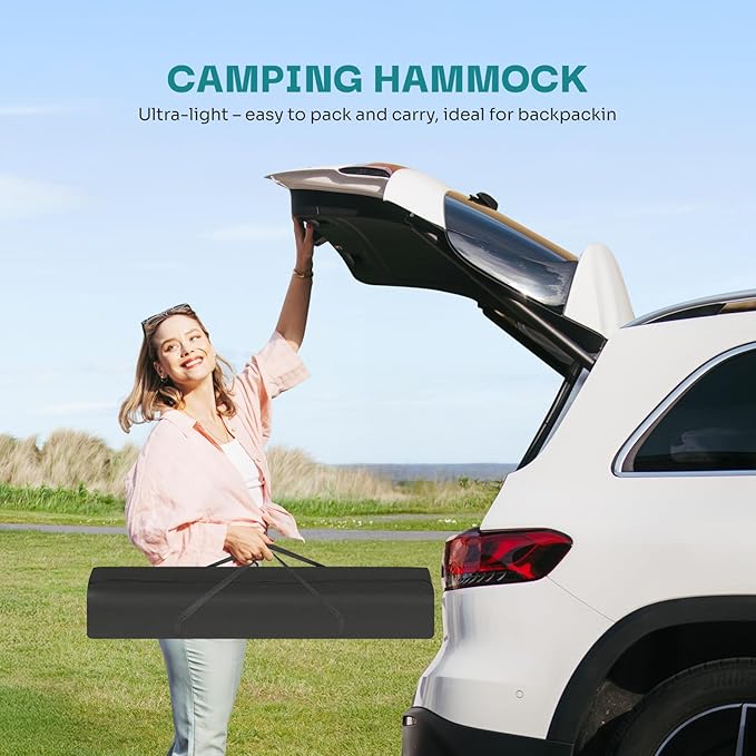 NEWBULIG Double Hammock with Stand Heavy Duty Portable Hammocks for Outdoor Indoor Patio Camping Space Saving Design &amp Carry Bag Easy Assembly 450lb Weight Capacity