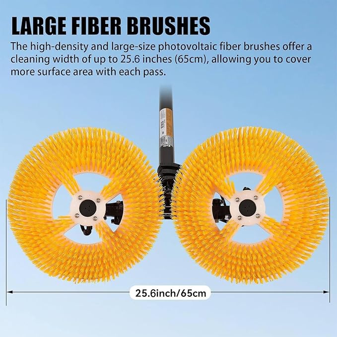 Electric Solar Panel Cleaning Brush &amp Water Fed Pole Kit Telescopic Rod PV Panel Wash Cleaning Machine 65cm Cleaning WideMains Electricity-3.5m/11ft