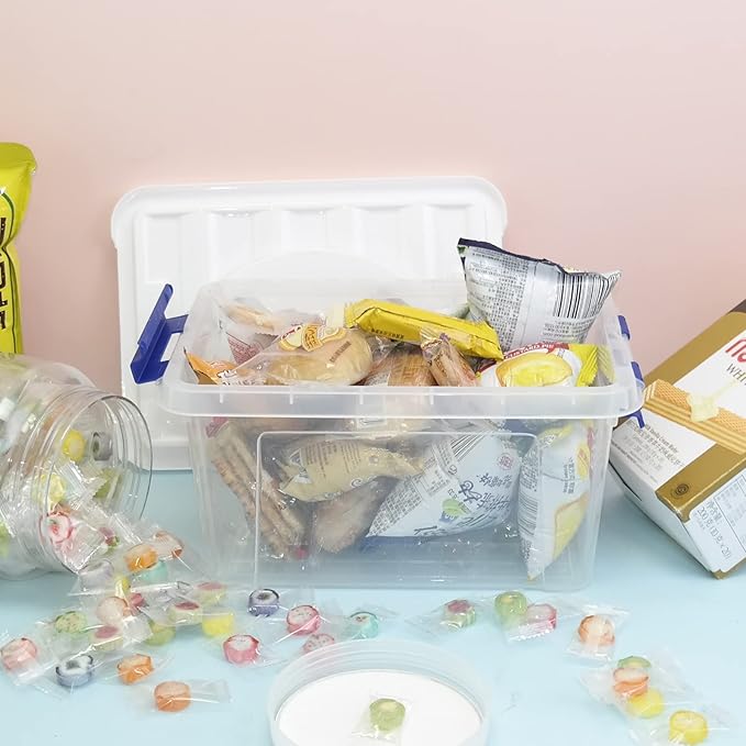 7 Quart Plastic Storage Boxes 6 Pack Clear Storage Bins with Lids