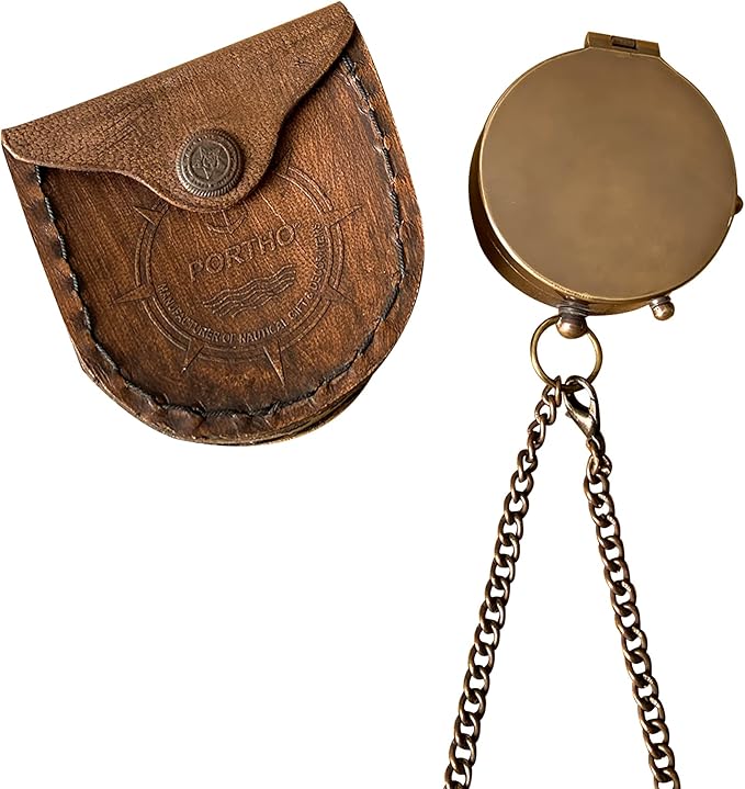 Brass Compass with “Go Confidently in the Direction of Your Dreams” Quote by Thoreau – Leather Case Gift for Graduation Baptism Student Grandson Hiking Trekking Motivation &amp Adventure