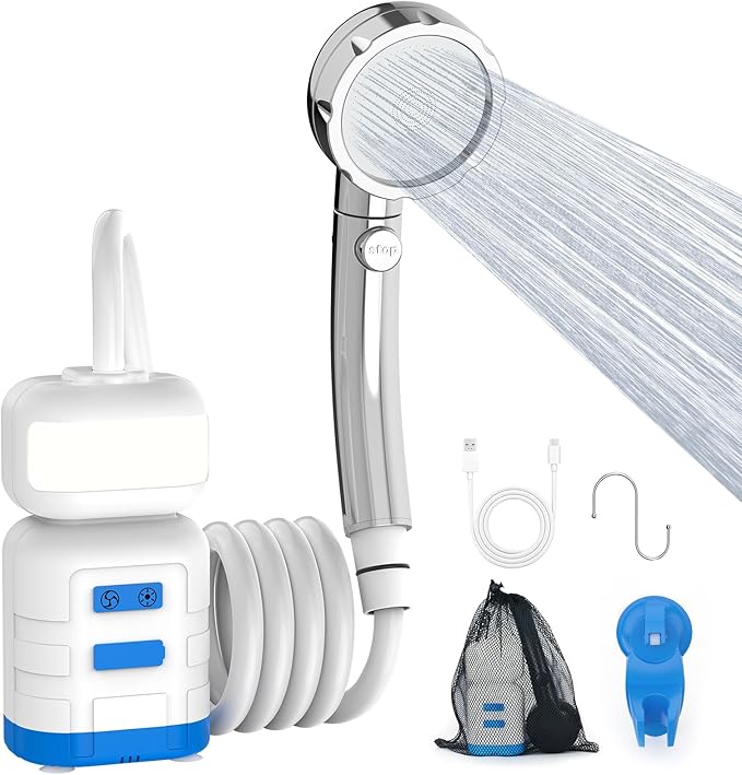 Portable Shower For CampingUpgraded 8000mah Rechargeable Camping Shower With Lighting IPX7 Waterproof Camp Shower For Outdoor Lighting Car Washing Flower Watering Pet Cleaning