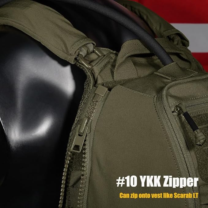 KRYDEX Tactical Zip-on Back Panel for Scarab Vest MOLLE Helmet Backpack with Hydration Bladder Holder (RG)
