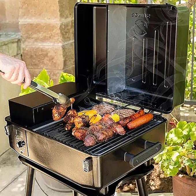 Z GRILLS ZPG-200APro Portable Tabletop Wood Pellet Grill and Smoker Digital Control 8 in 1 BBQ Grill for Outdoor Kitchen Backyard 202 Sq Inches of Cooking (Black)