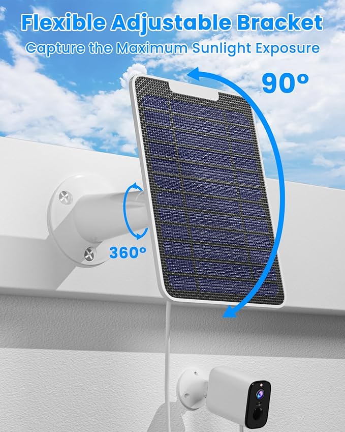 5W Solar Panel for Simplisafe Outdoor Camera Solar Panel Charger for SimpliSafe Outdoor Security Camera Wireless IP65 Waterproof 10ft Charging Cable with Secure Wall Mount &amp Screwdriver 2 Pac