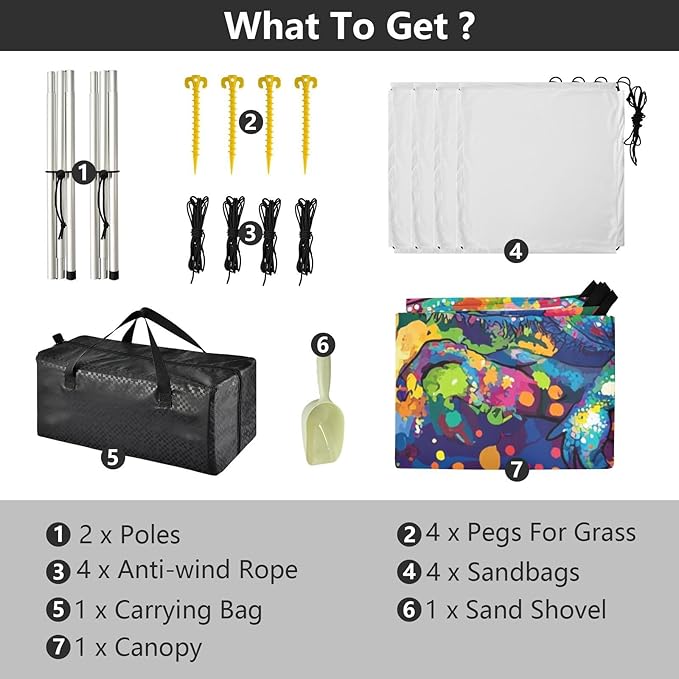 Beauty Chameleon2 Beach Tent &amp Canopy UPF50+ Protection Lightweight Sun Shelter with Sandbags &amp Sand Shovel for Family Trips Picnics &amp Camping