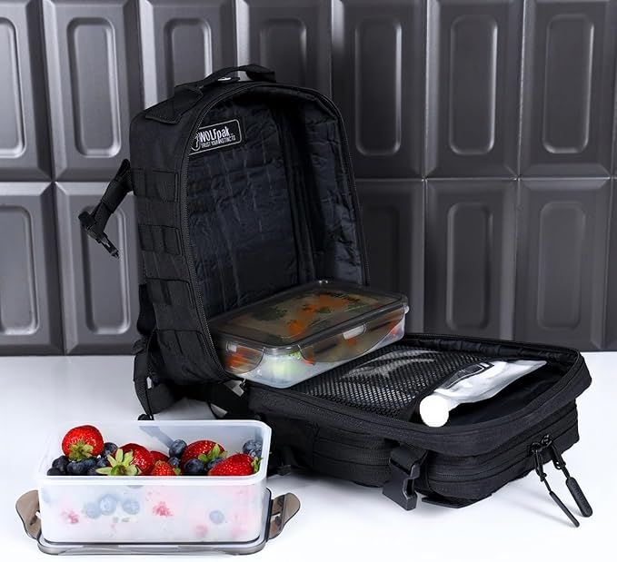 WOLFpak 9L Mini Meal Prep Management Backpack (Alpha Black) Lunch Box Cooler Travel Insulated Bag Daypack