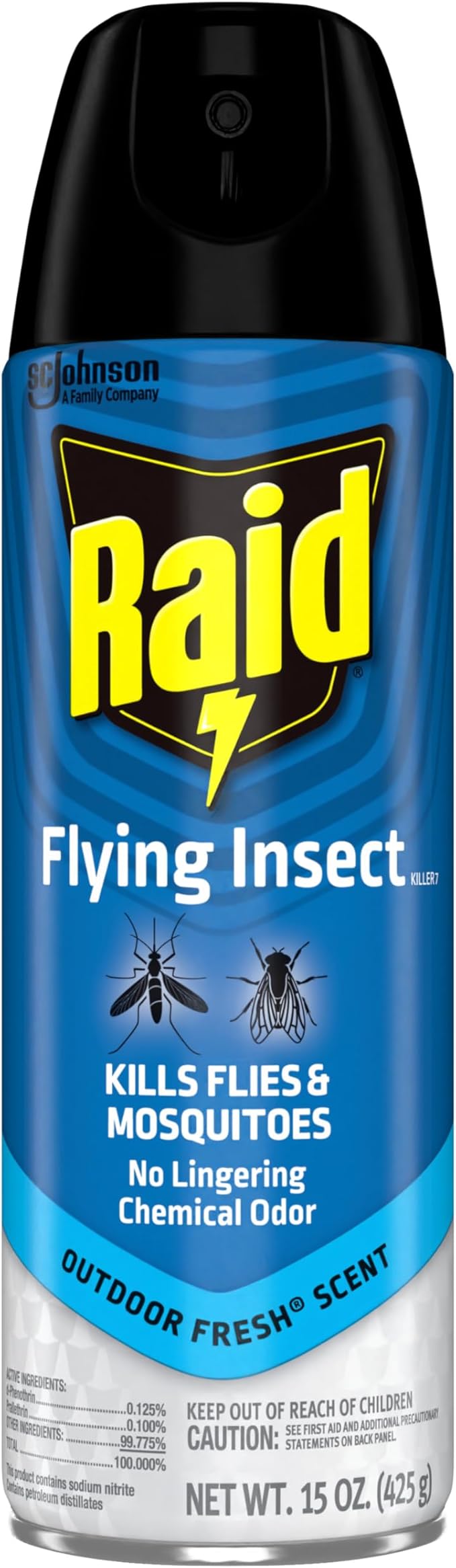 Raid Flying Insect Killer Mosquito and Fly Control No Lingering Chemical Odor Outdoor Fresh Scent 15 Ounce (Pack of 6)