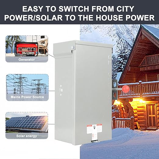 Generator Transfer Switch 100A Manual Transfer Switch for Home Generator Heavy Duty Double-Throw 120/240V24000W for Indoor Outdoor UseNEMA 4X Standards