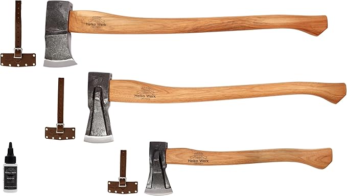 1844 Helko Werk Germany Axe Collection - 3 Traditional Splitting Axes Set - Saxon Spaltaxt Mini Spalter