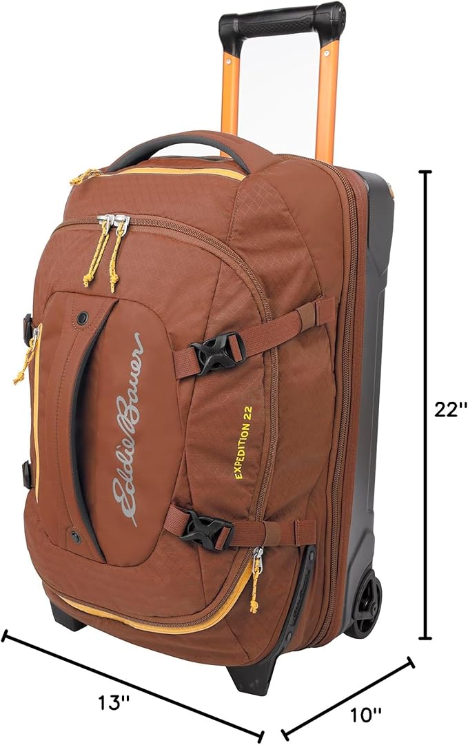 Eddie Bauer Expedition Rolling Duffel Bag with Wheels | Travel | Carry-On | Luggage | Rugged | Durable - Rust 22