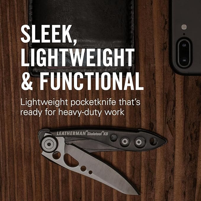LEATHERMAN Skeletool KB Pocketknife with Straight Edge Stainless Steel Blade and Bottle Opener Black