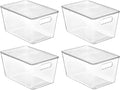 Vtopmart 4 Pack Clear Stackable Storage Bins with Lids Large Plastic Containers with Handle for Pantry Organizer and StoragePerfect for KitchenFridgeCabinet ClosetBathroom Organization