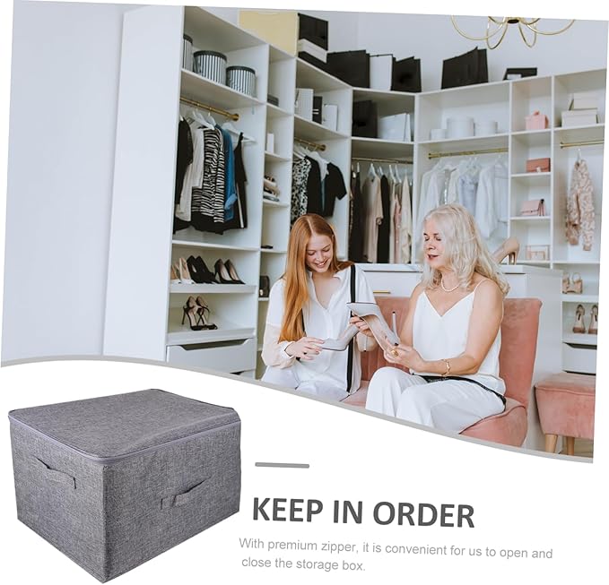 Zerodeko Large Foldable Storage Bin Cloth Storage Organizer with Zip Lid for Home Office and Travel for Organizing Blankets Pillows and Clothing